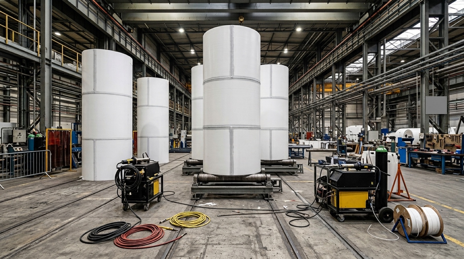 PP tower sections in assembly